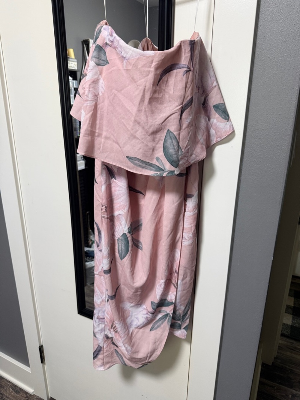 Pink Floral Off-Shoulder Maxi Dress